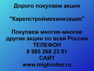 Купим акции «Карелстроймеханизация» Петрозаводск - Цена 1 000 000 руб.